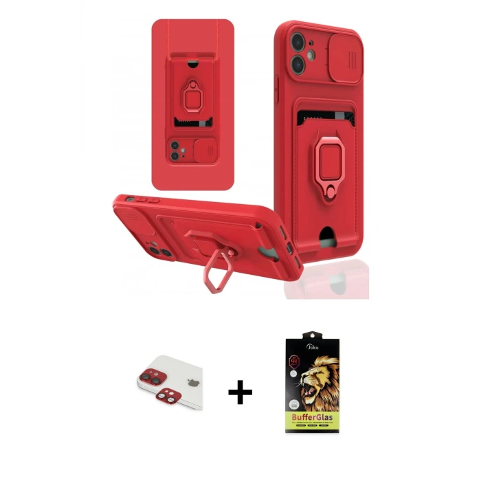 ieg™ iPhone 11 Kılıf Vadi Form Prime - Siyah Buffer Cam Ekran Koruyucu + Pers Alüminyum Kamera Lens - KI
