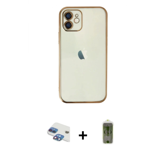ieg™ iPhone 11 Kılıf Vadi Minimal - Siyah Joko Magic 5D Hayalet Cam + Pers Alüminyum Kamera Lens - GI
