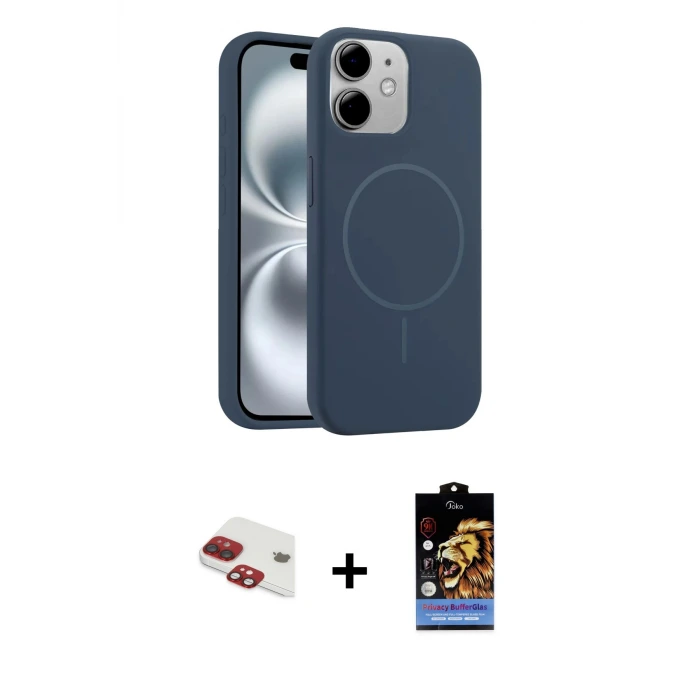 ieg™ iPhone 11 Kılıf Yankı Form Serisi - Siyah Buffer Hayalet Cam Ekran Koruyucu + Pers Alüminyum Kamera Lens - KI