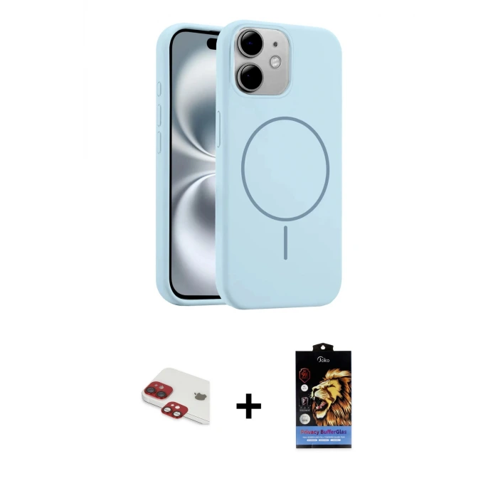 ieg™ iPhone 11 Kılıf Yankı Form Serisi - Siyah Buffer Hayalet Cam Ekran Koruyucu + Pers Alüminyum Kamera Lens - KI