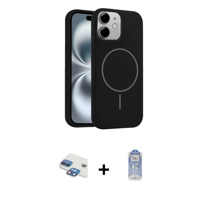ieg™ iPhone 11 Kılıf Yankı Form Serisi - Siyah Joko Magic 5D Cam + Pers Alüminyum Kamera Lens - GI
