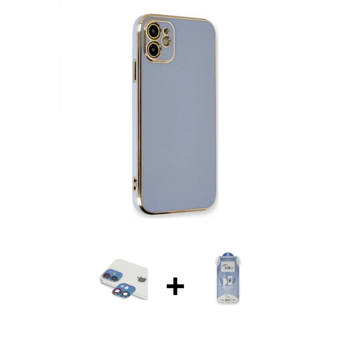 ieg™ iPhone 11 Kılıf Yankı Serisi - Siyah Joko Magic 5D Cam + Pers Alüminyum Kamera Lens - GI