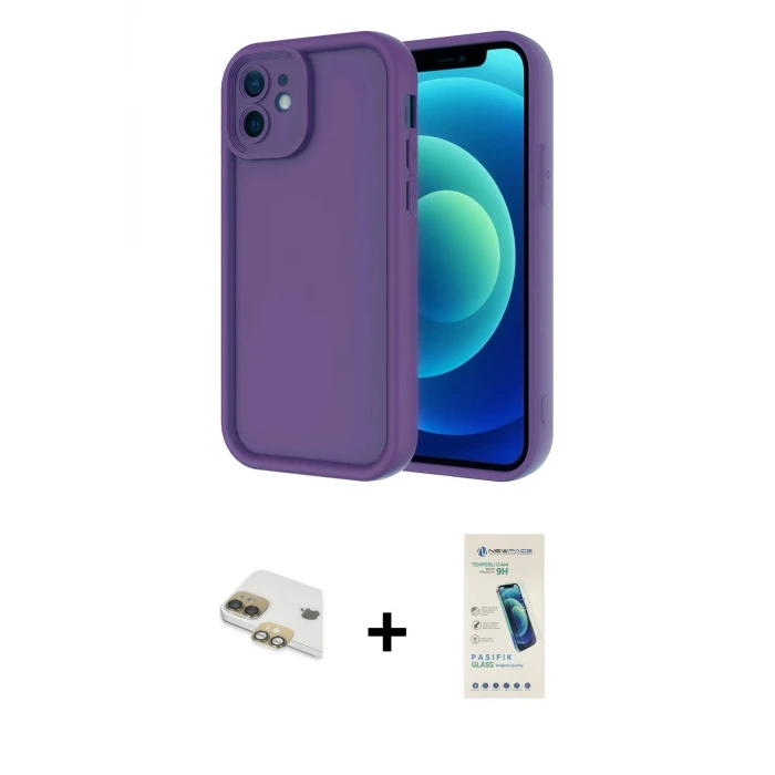 ieg™ iPhone 11 Kılıf Yankı Yansıma Özel Seri - Şeffaf Pasifik Cam Ekran Koruyucu + Pers Alüminyum Kamera Lens - GD