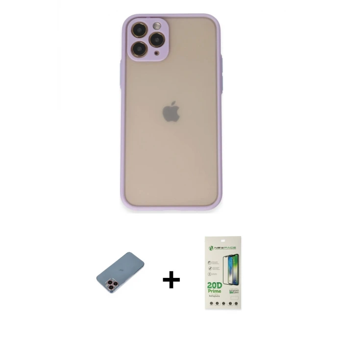 ieg™ iPhone 11 Pro Kılıf Ahenk Çizgi Serisi - Siyah 20D Premium Cam Ekran Koruyucu + Shine Kamera Lens Koruma Cam - PE