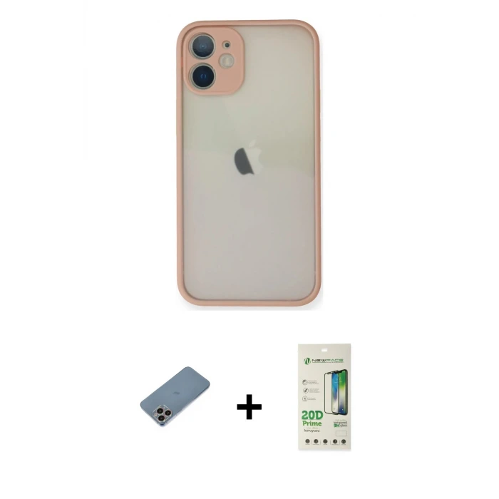 ieg™ iPhone 11 Pro Max Kılıf Ahenk Çizgi Serisi - Siyah 20D Premium Cam Ekran Koruyucu + Shine Kamera Lens Koruma Cam - GI
