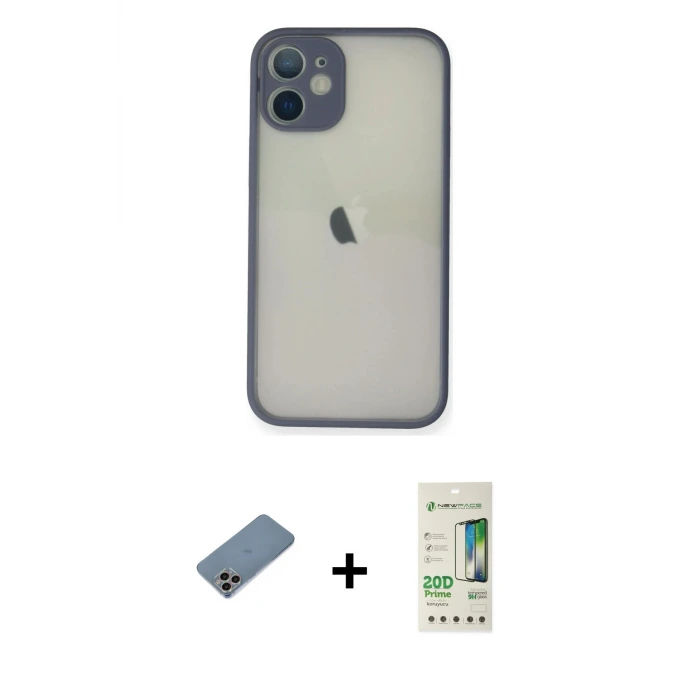 ieg™ iPhone 11 Pro Max Kılıf Ahenk Çizgi Serisi - Siyah 20D Premium Cam Ekran Koruyucu + Shine Kamera Lens Koruma Cam - GI
