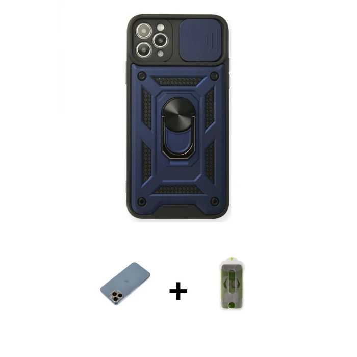 ieg™ iPhone 11 Pro Max Kılıf Ahenk Klasik - Siyah Joko Magic 5D Hayalet Cam + Shine Kamera Lens Koruma Cam - GD