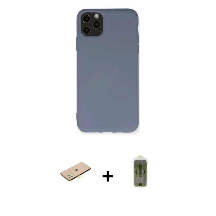 ieg™ iPhone 11 Pro Max Kılıf Ahenk Serisi - Siyah Joko Magic 5D Hayalet Cam + Renkli Kamera Lens Koruma Cam - SI