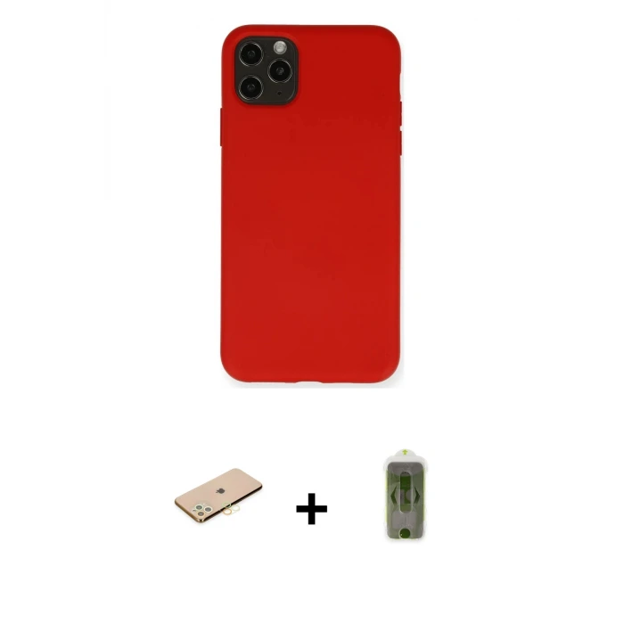 ieg™ iPhone 11 Pro Max Kılıf Ahenk Serisi - Siyah Joko Magic 5D Hayalet Cam + Renkli Kamera Lens Koruma Cam - SI