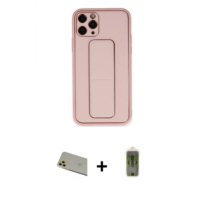 ieg™ iPhone 11 Pro Max Kılıf Akış Doku - Siyah Joko Magic 5D Hayalet Cam + Rainbow Kamera Lens Koruma Cam - GD