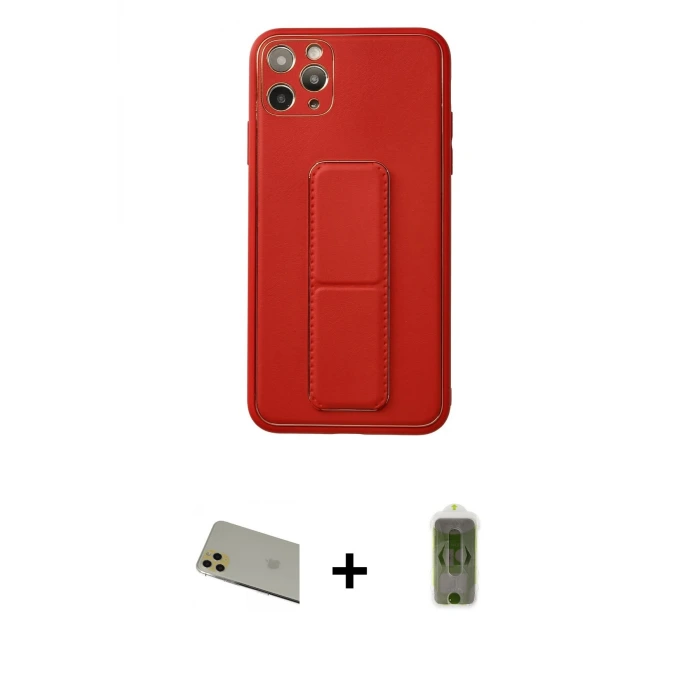 ieg™ iPhone 11 Pro Max Kılıf Akış Doku - Siyah Joko Magic 5D Hayalet Cam + Rainbow Kamera Lens Koruma Cam - GD