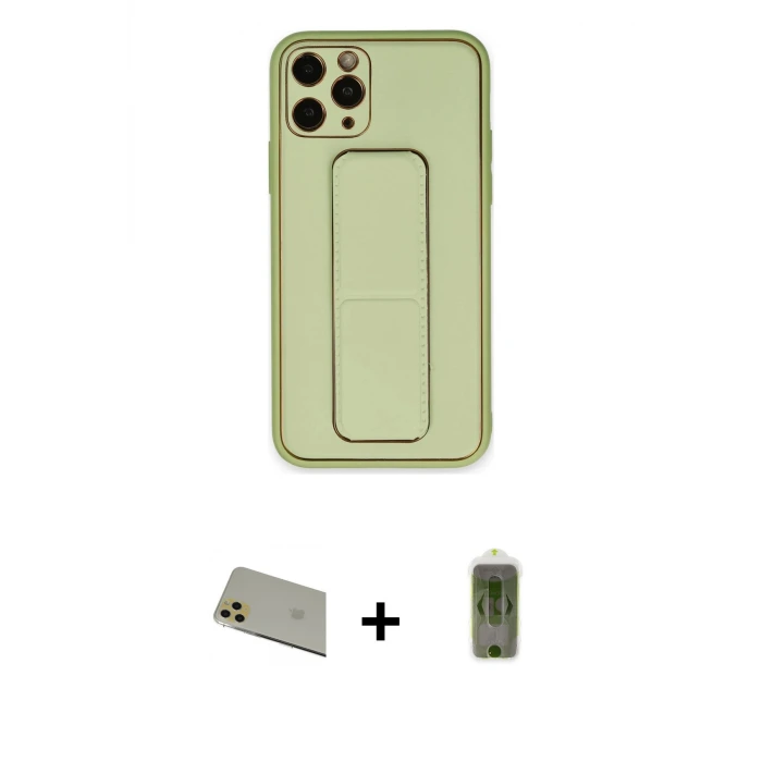 ieg™ iPhone 11 Pro Max Kılıf Akış Doku - Siyah Joko Magic 5D Hayalet Cam + Rainbow Kamera Lens Koruma Cam - GD
