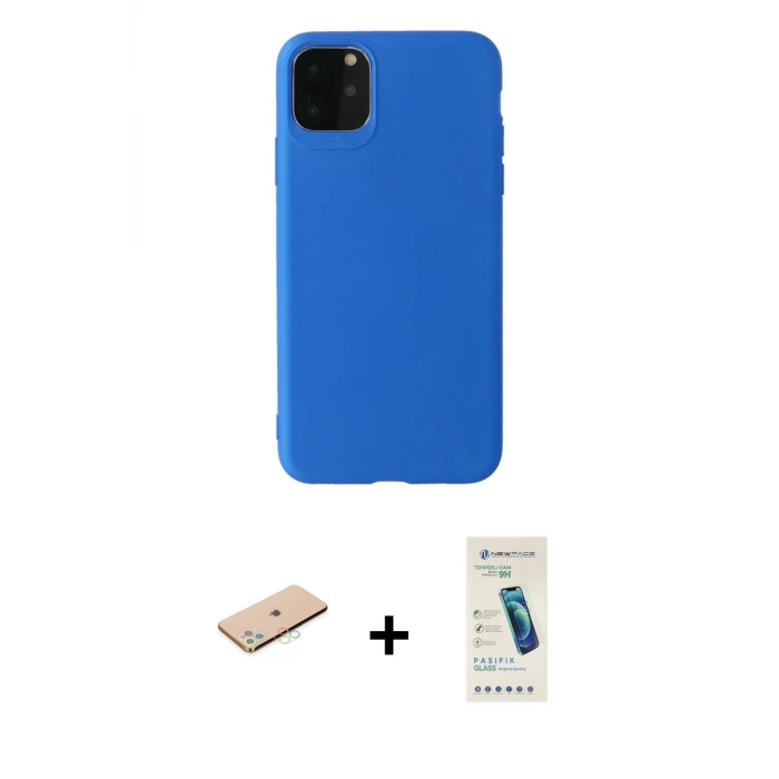 ieg™ iPhone 11 Pro Max Kılıf Kozmos Yansıma Özel Seri - Şeffaf Pasifik Cam Ekran Koruyucu + Renkli Kamera Lens Koruma Cam - MI