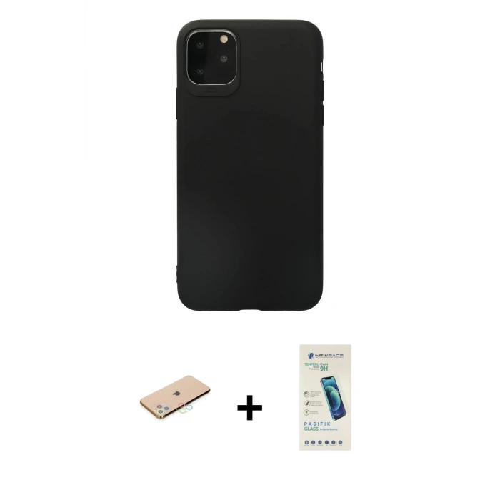 ieg™ iPhone 11 Pro Max Kılıf Kozmos Yansıma Özel Seri - Şeffaf Pasifik Cam Ekran Koruyucu + Renkli Kamera Lens Koruma Cam - MI