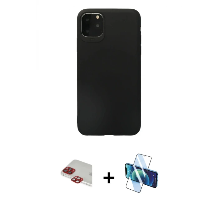 ieg™ iPhone 11 Pro Max Kılıf Kozmos Yansıma Özel Seri - Siyah 3D Antistatik Seramik Nano Ekran Koruyucu + Pers Alüminyum Kamera Lens - KI