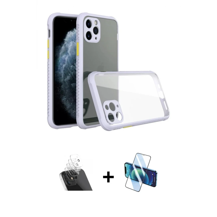 ieg™ iPhone 11 Pro Max Kılıf Nova Asil Özel Seri - Siyah 3D Antistatik Seramik Nano Ekran Koruyucu + Kamera Lens Koruma Cam - SF