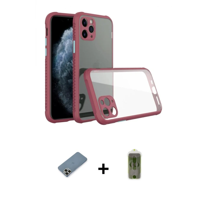ieg™ iPhone 11 Pro Max Kılıf Nova Asil Özel Seri - Siyah Joko Magic 5D Hayalet Cam + Metal Kamera Lens Koruma Cam - GD