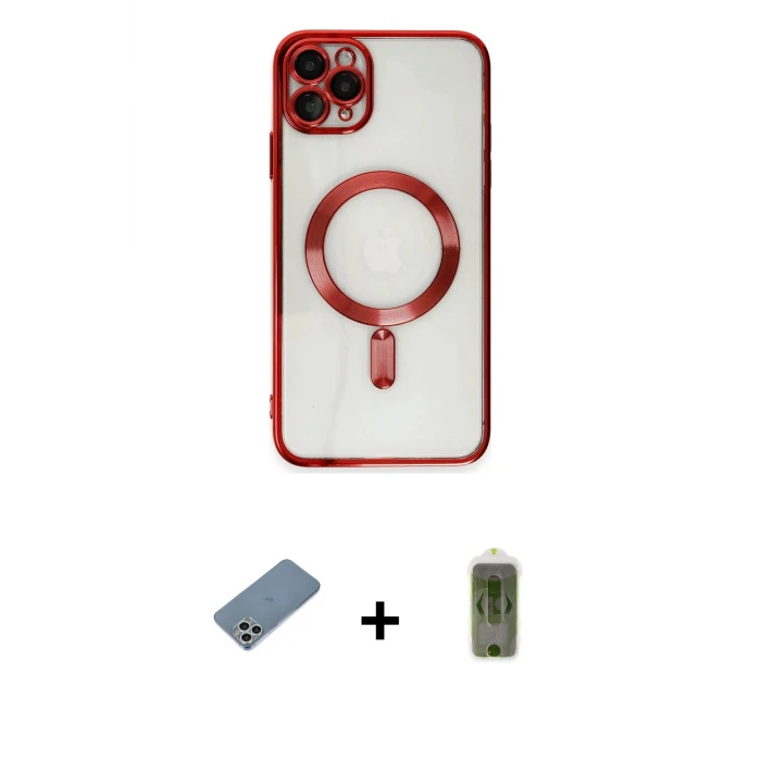 ieg™ iPhone 11 Pro Max Kılıf Nova Işık Özel Seri - Siyah Joko Magic 5D Hayalet Cam + Shine Kamera Lens Koruma Cam - GS