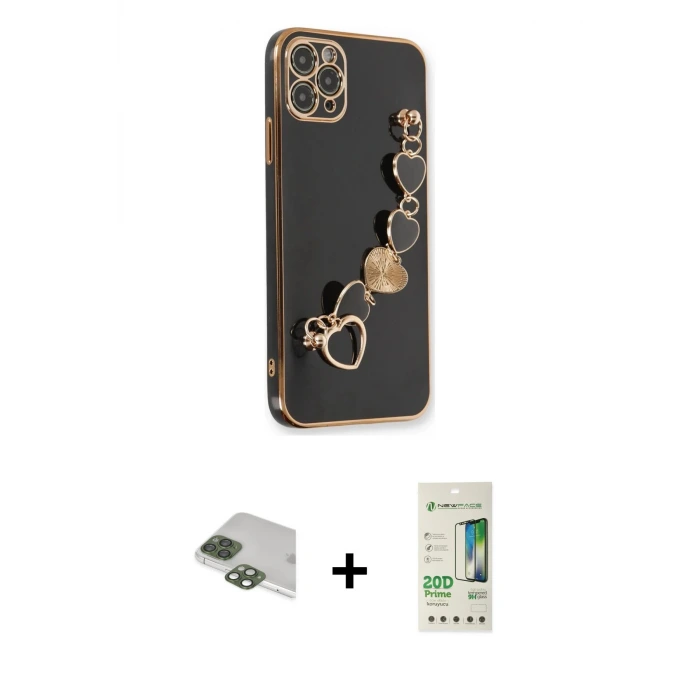 ieg™ iPhone 11 Pro Max Kılıf Nova Işık Prime - Siyah 20D Premium Cam Ekran Koruyucu + Pers Alüminyum Kamera Lens - YL