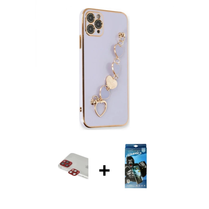 ieg™ iPhone 11 Pro Max Kılıf Nova Işık Prime - Siyah 34D Izgaralı Cam + Pers Alüminyum Kamera Lens - KI