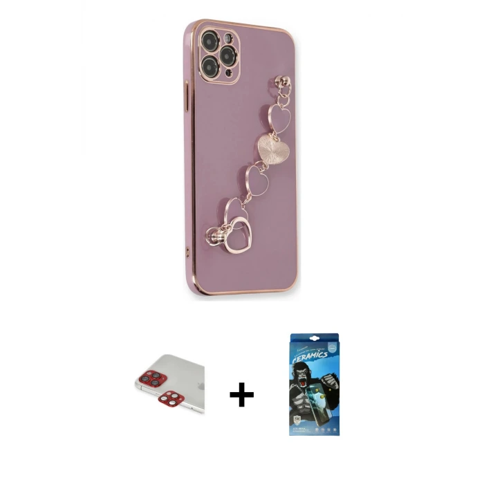 ieg™ iPhone 11 Pro Max Kılıf Nova Işık Prime - Siyah 34D Izgaralı Cam + Pers Alüminyum Kamera Lens - KI