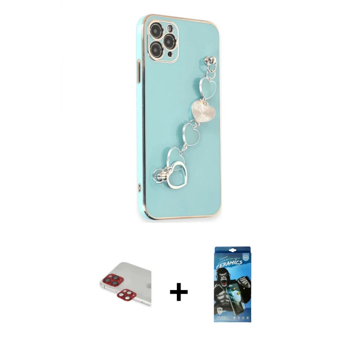 ieg™ iPhone 11 Pro Max Kılıf Nova Işık Prime - Siyah 34D Izgaralı Cam + Pers Alüminyum Kamera Lens - KI