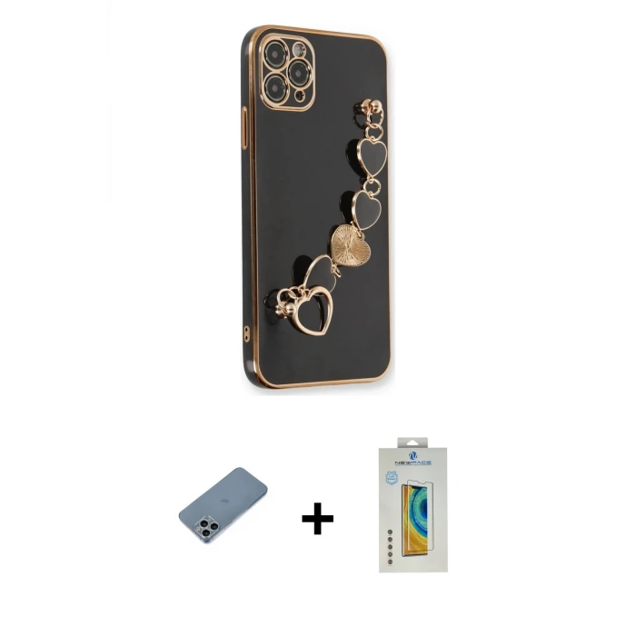 ieg™ iPhone 11 Pro Max Kılıf Nova Işık Prime - Siyah Polymer Nano Ekran Koruyucu + Shine Kamera Lens Koruma Cam - SABE