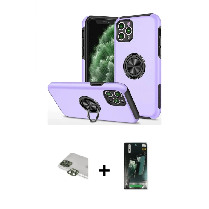 ieg™ iPhone 11 Pro Max Kılıf Odak Form Prime - Şeffaf 360 Full Body Arka Koruyucu + Pers Alüminyum Kamera Lens - YL