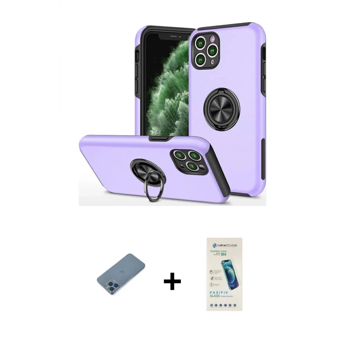 ieg™ iPhone 11 Pro Max Kılıf Odak Form Prime - Şeffaf Pasifik Cam Ekran Koruyucu + Shine Kamera Lens Koruma Cam - MI
