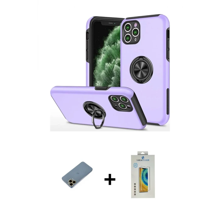 ieg™ iPhone 11 Pro Max Kılıf Odak Form Prime - Siyah Polymer Nano Ekran Koruyucu + Shine Kamera Lens Koruma Cam - GD