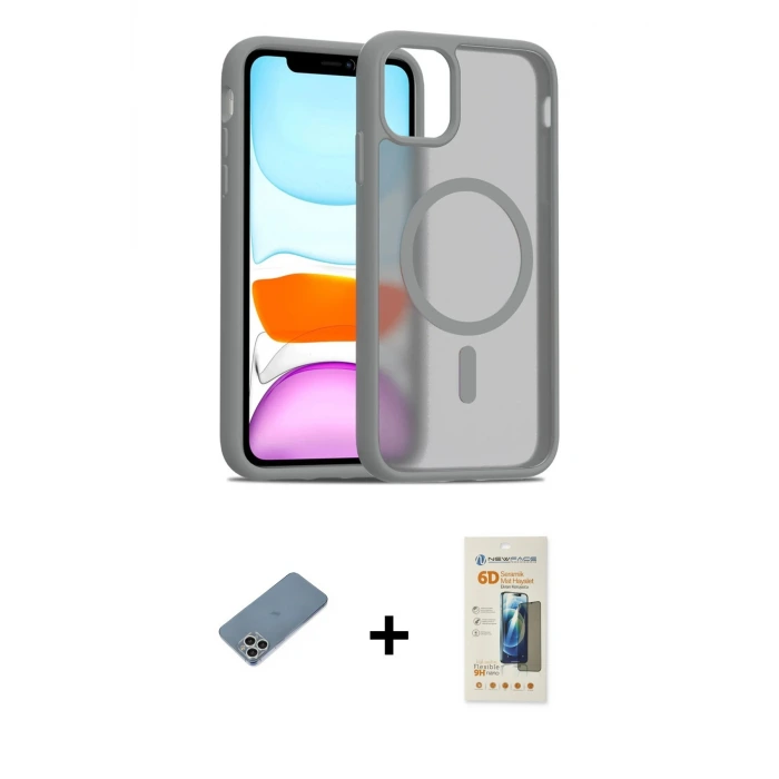 ieg™ iPhone 11 Pro Max Kılıf Siluet Minimal Prime - Siyah 6D Mat Seramik Hayalet Nano Ekran Koruyucu + Shine Kamera Lens Koruma Cam - GS