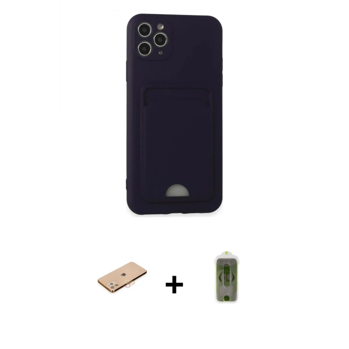 ieg™ iPhone 11 Pro Max Kılıf Vadi Çizgi Prime - Siyah Joko Magic 5D Hayalet Cam + Renkli Kamera Lens Koruma Cam - TU