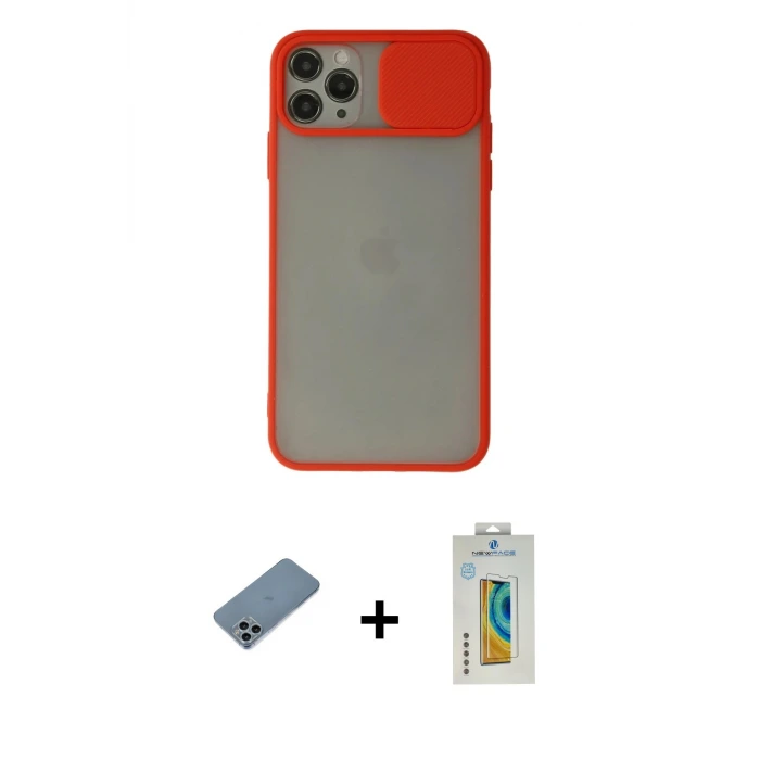 ieg™ iPhone 11 Pro Max Kılıf Vadi Çizgi - Siyah Polymer Nano Ekran Koruyucu + Shine Kamera Lens Koruma Cam - SABE