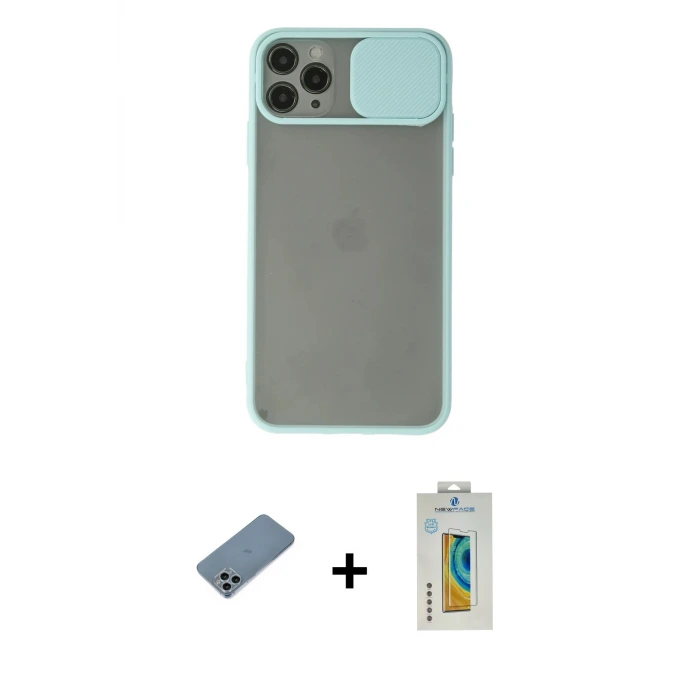 ieg™ iPhone 11 Pro Max Kılıf Vadi Çizgi - Siyah Polymer Nano Ekran Koruyucu + Shine Kamera Lens Koruma Cam - SABE