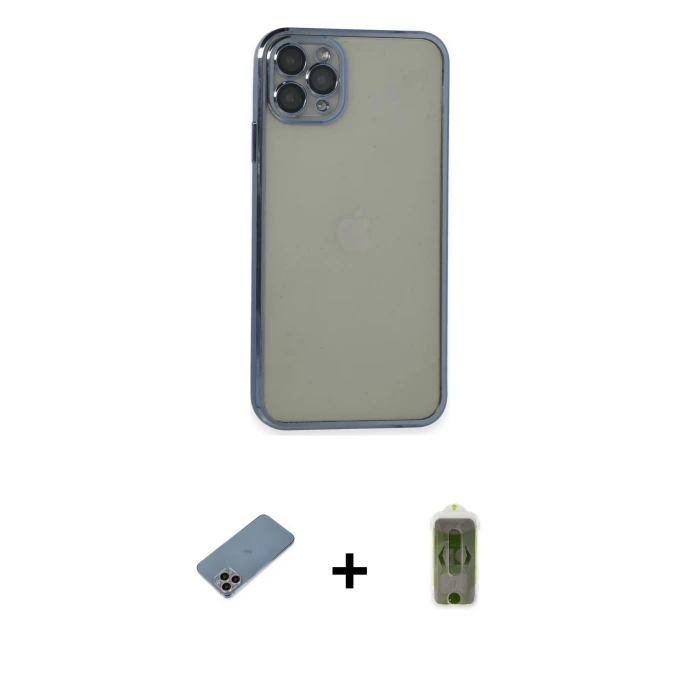 ieg™ iPhone 11 Pro Max Kılıf Vadi Minimal - Siyah Joko Magic 5D Hayalet Cam + Shine Kamera Lens Koruma Cam - GI