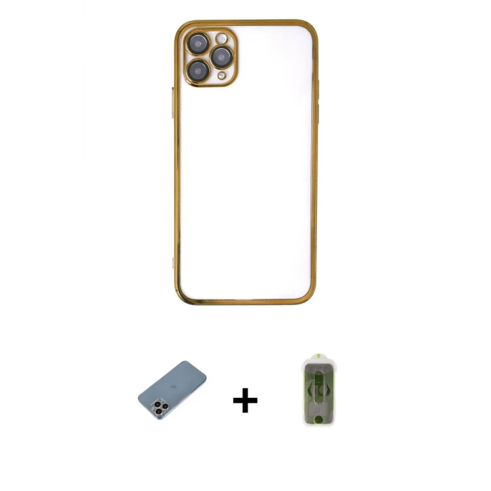 ieg™ iPhone 11 Pro Max Kılıf Vadi Minimal - Siyah Joko Magic 5D Hayalet Cam + Shine Kamera Lens Koruma Cam - GI