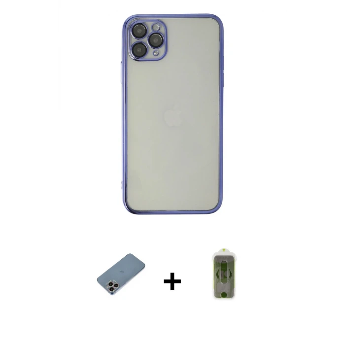 ieg™ iPhone 11 Pro Max Kılıf Vadi Minimal - Siyah Joko Magic 5D Hayalet Cam + Shine Kamera Lens Koruma Cam - GI