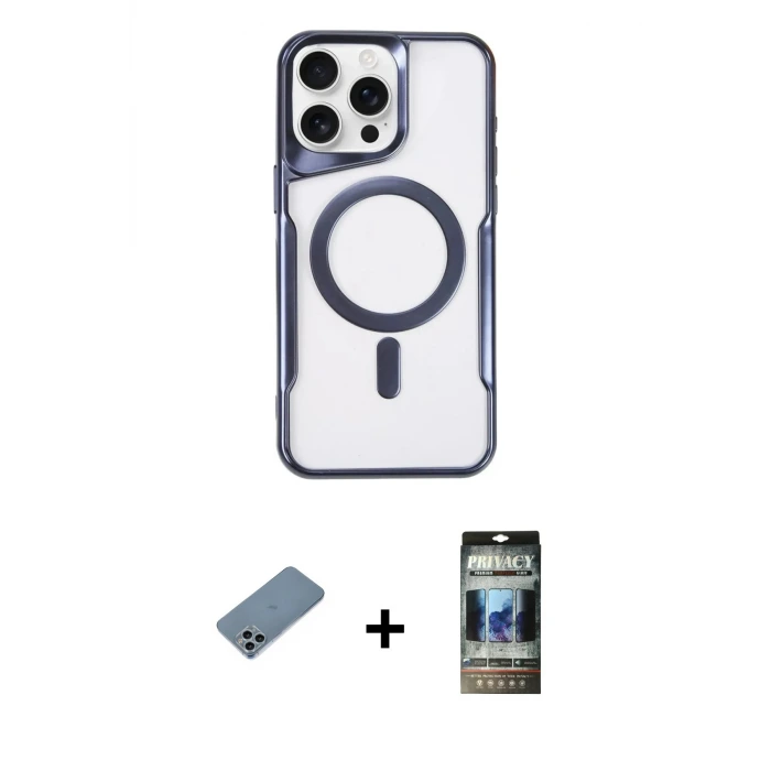 ieg™ iPhone 11 Pro Max Kılıf Yadigar Klasik Özel Seri - Siyah 34D Hayalet Izgaralı Cam + Shine Kamera Lens Koruma Cam - SABE