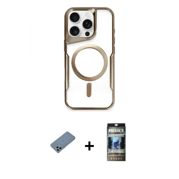 ieg™ iPhone 11 Pro Max Kılıf Yadigar Klasik Özel Seri - Siyah 34D Hayalet Izgaralı Cam + Shine Kamera Lens Koruma Cam - SABE