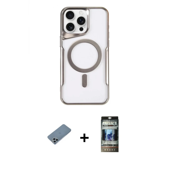 ieg™ iPhone 11 Pro Max Kılıf Yadigar Klasik Özel Seri - Siyah 34D Hayalet Izgaralı Cam + Shine Kamera Lens Koruma Cam - SABE