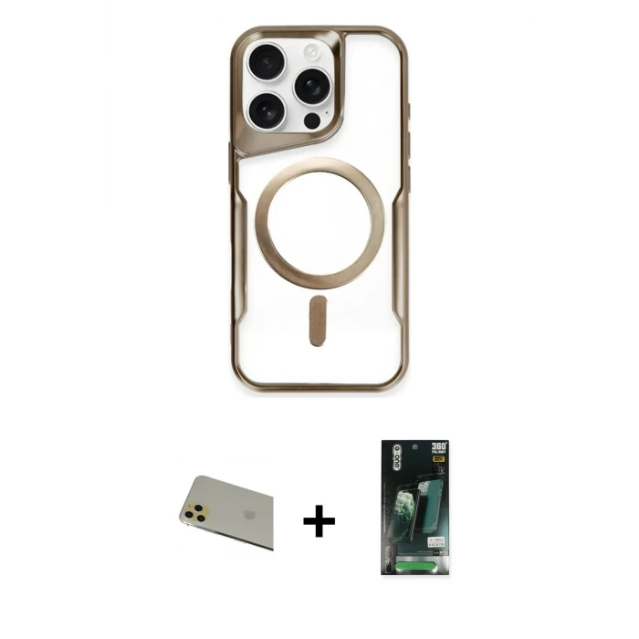 ieg™ iPhone 11 Pro Max Kılıf Yadigar Klasik Özel Seri - Siyah 360 Mat Full Body Arka Koruyucu + Rainbow Kamera Lens Koruma Cam - GD