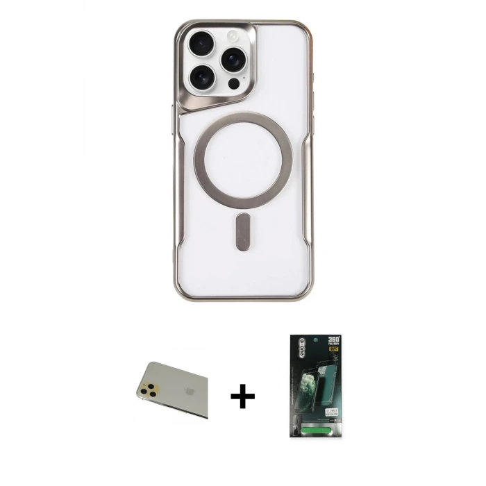 ieg™ iPhone 11 Pro Max Kılıf Yadigar Klasik Özel Seri - Siyah 360 Mat Full Body Arka Koruyucu + Rainbow Kamera Lens Koruma Cam - GD