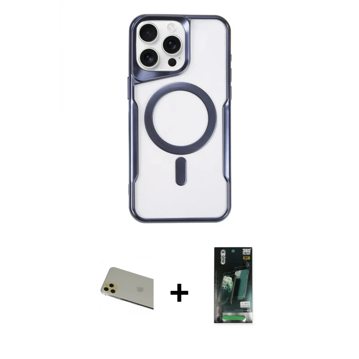 ieg™ iPhone 11 Pro Max Kılıf Yadigar Klasik Özel Seri - Siyah 360 Mat Full Body Arka Koruyucu + Rainbow Kamera Lens Koruma Cam - GD