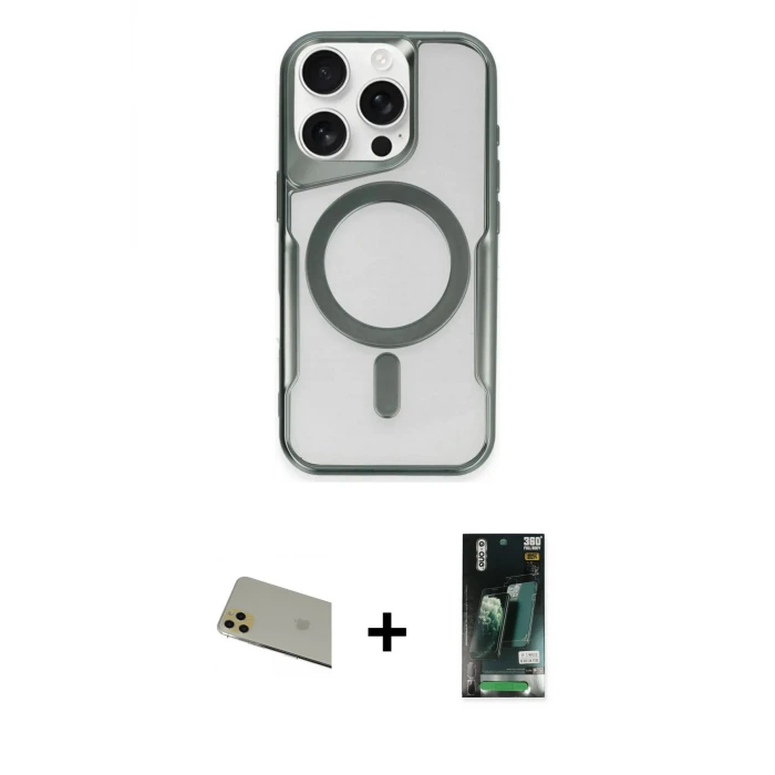 ieg™ iPhone 11 Pro Max Kılıf Yadigar Klasik Özel Seri - Siyah 360 Mat Full Body Arka Koruyucu + Rainbow Kamera Lens Koruma Cam - GD