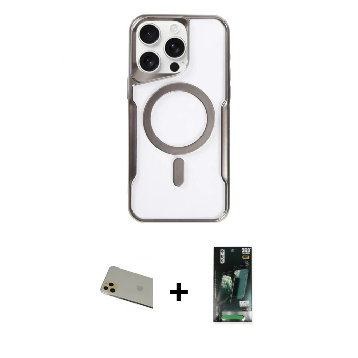 ieg™ iPhone 11 Pro Max Kılıf Yadigar Klasik Özel Seri - Siyah 360 Mat Full Body Arka Koruyucu + Rainbow Kamera Lens Koruma Cam - GD