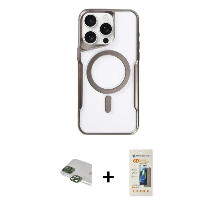 ieg™ iPhone 11 Pro Max Kılıf Yadigar Klasik Özel Seri - Siyah 6D Mat Seramik Hayalet Nano Ekran Koruyucu + Pers Alüminyum Kamera Lens - YL