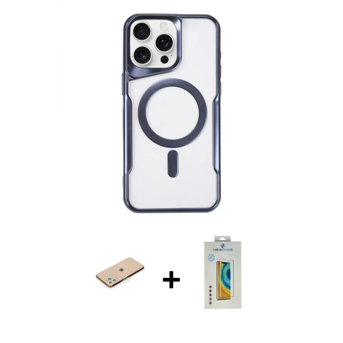 ieg™ iPhone 11 Pro Max Kılıf Yadigar Klasik Özel Seri - Siyah Polymer Nano Ekran Koruyucu + Renkli Kamera Lens Koruma Cam - YL