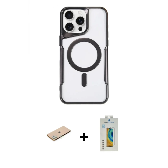 ieg™ iPhone 11 Pro Max Kılıf Yadigar Klasik Özel Seri - Siyah Polymer Nano Ekran Koruyucu + Renkli Kamera Lens Koruma Cam - YL