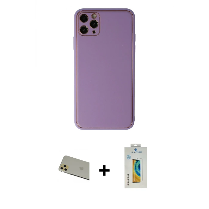 ieg™ iPhone 11 Pro Max Kılıf Yadigar Klasik - Siyah Polymer Nano Ekran Koruyucu + Rainbow Kamera Lens Koruma Cam - GD