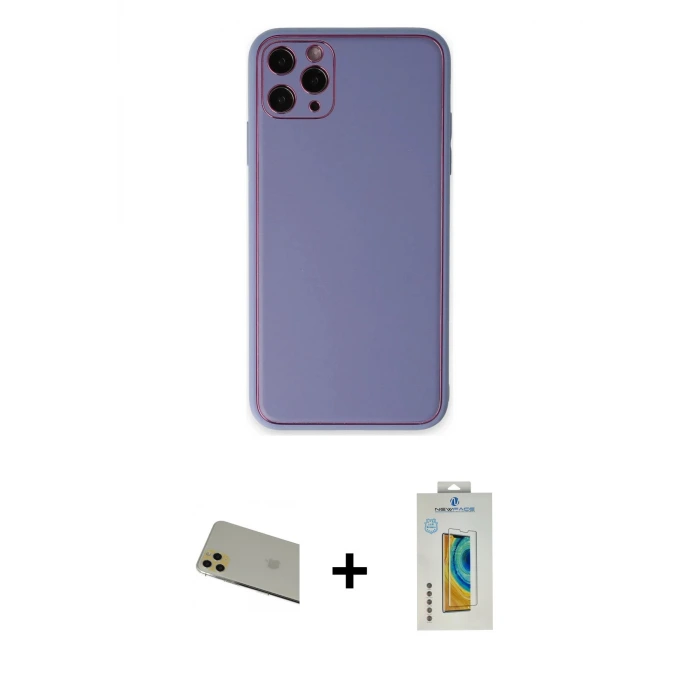 ieg™ iPhone 11 Pro Max Kılıf Yadigar Klasik - Siyah Polymer Nano Ekran Koruyucu + Rainbow Kamera Lens Koruma Cam - GD